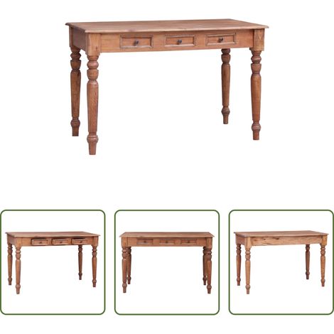 vidaXL Bois d'acajou -  Bureau avec tiroirs 117x57x75 cm bois d'acajou massif (1/5)