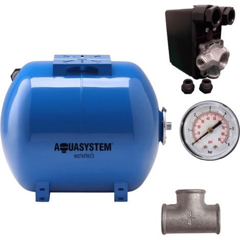 LBP – Réservoir vessie horizontal 24L – Gestion optimale pression eau – Manomètre intégré – Matériaux robustes pour durabilité