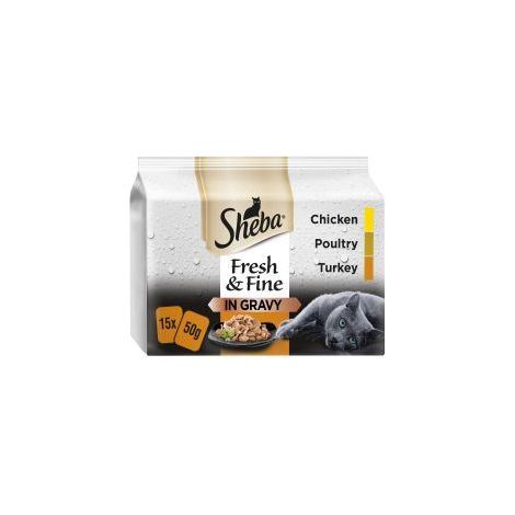Sheba Fresh & Fine Wet Cat Food Pouches Poultry in Gravy 15 - 748260
