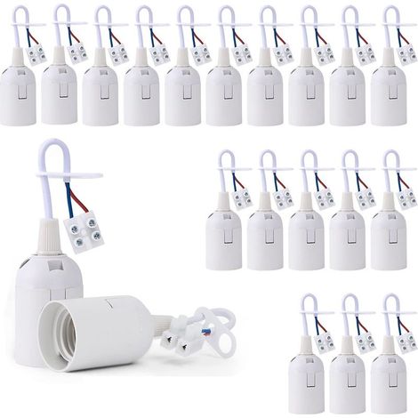 20 Piأ¨ces Douille de Lampe E27 Support Ampoule avec Testeur de Phase, Base de Lumiأ¨re Douille de Suspension Douille de Chantier Rأ©novation Douille de Rechange Douille de Bأ¢timent avec Cأ¢ble (Bla (1/5)