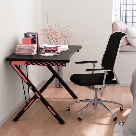 3 en 1 Bureau Gaming 116X75X77 CM Cadre en Métal en Forme de R avec Repose-pieds Réglables Charge 80 KG Style Design Maison Chic (1/5)