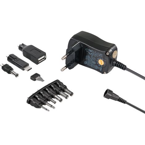 de alimentatore stabilizzato a commutazione con 7 livelli di tensione de, 600 mA, USB A, USB C, cavo de 1,8 m, de alimentatore universale, presa DC, de alimentatore con presa adattatore (1/5)