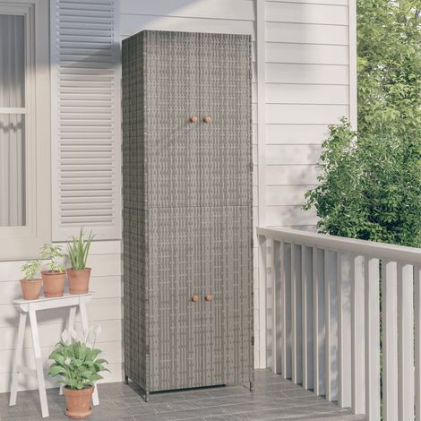 Meuble de Rangement,Armoire de rangement jardin Gris 59x40x180 cm Résine tressée -50763 (1/5)