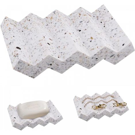 Porte-savon en céramique avec égouttoir, deux côtés, en marbre ondulé, élégant, pour douche, cuisine, salle de bain (1/5)