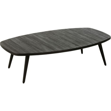 Table Basse en Bois "Teck" 120cm Noir (1/5)