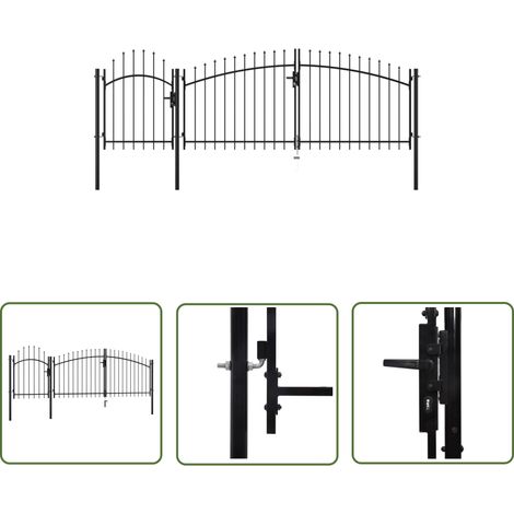 The Living Store Gartentor Stahl 2x4 m Schwarz - Gartentor - Stahltür - Zaunsystem - Einfahrtstor - Absperrgitter (1/5)