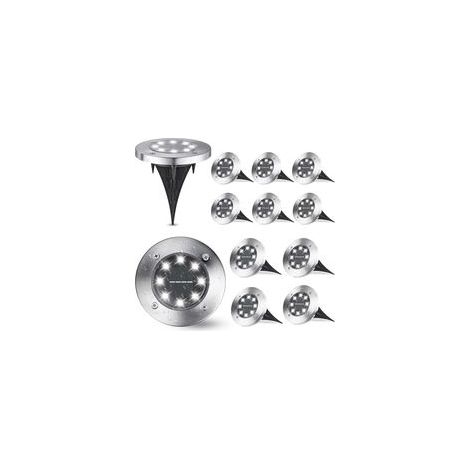 Lumière Solaire Extérieur, [12 Pièces] Lampe Solaire Au Sol Jardin Blanc, 8 LED Etanche IP65 Spot Solaire Extérieur Encastrables Éclairage pour Chemins Pelouse Terrasse Cour Piscine [Classe énergétiqu