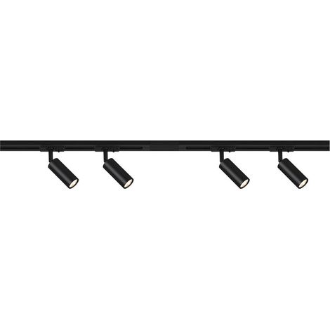 Briloner Rail Schienensystem, Komplettset, 4x LED Spots, Dimmbar, Einspeisung, Schwarz, 1,5 m