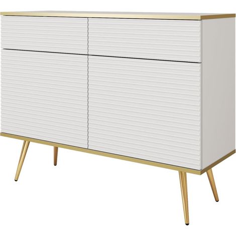 Credenza bianca glamour con gambe dorate, 107 x 85 x 39 (1/5)