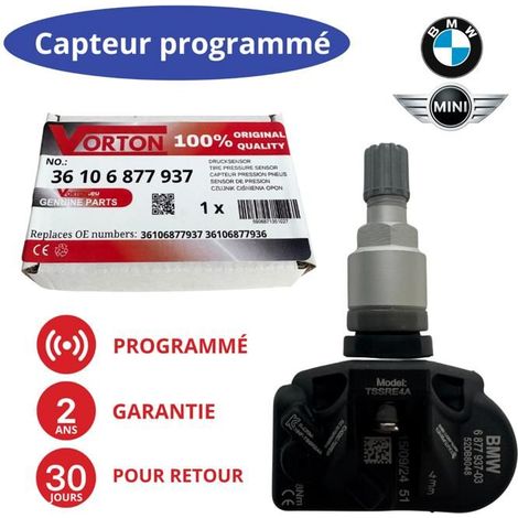 Sensore TPMS pressione pneumatici BMW 433 MHz preprogrammato - rif. 6877936/6877937, batteria 5 anni