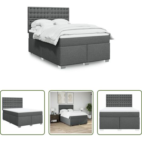 vidaXL Taschenfederkern - Boxspringbett mit Matratze Dunkelgrau 160x200 cm Stoff (1/5)