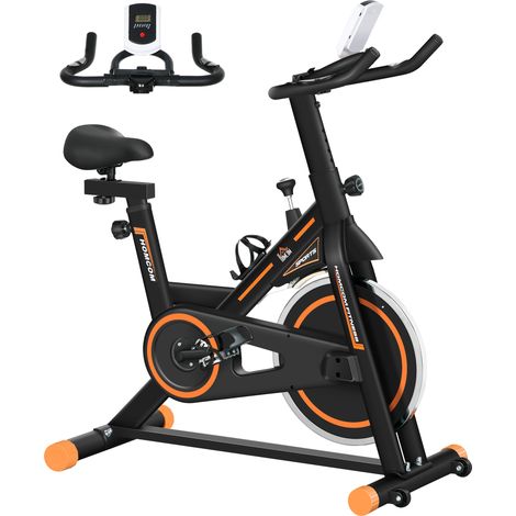 Vélo d'appartement pour la maison - HOMCOM - silencieux - avec écran LCD - résistance réglable - guidon et siège réglable - noir