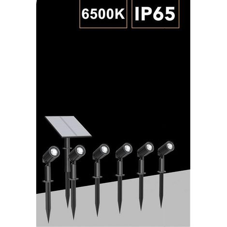 TRADE SHOP - Set 4 Pz Faretti Led A Picchetto Con Pannello Solare Luce Fredda Calda Ip65 Ly04 - -Bianco Freddo - (1/5)