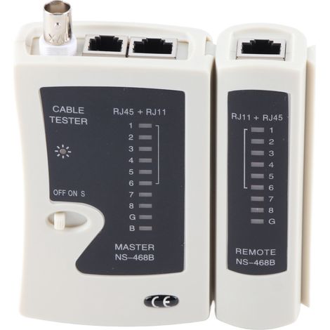 Testeur de câbles réseau BNC NS-468B, testeur universel de câbles RJ45 et RJ11 avec sac de rangement, alimentation 9 V CC