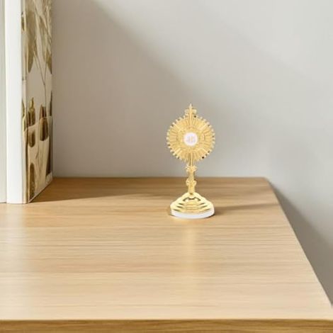 Lot de 4 mini crucifix dorés avec base en métal - Statue de sacrement catholique - Décoration de gâteau de première communion - Décoration de gâteau religieuse J-Hs (1/5)