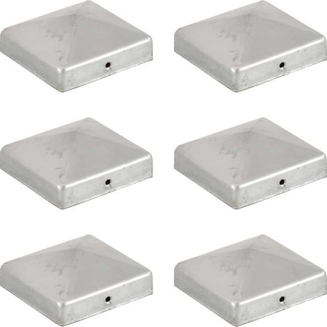 vidaXL Tapas para postes de valla 6 uds metal galvanizado 81x81mm (1/4)
