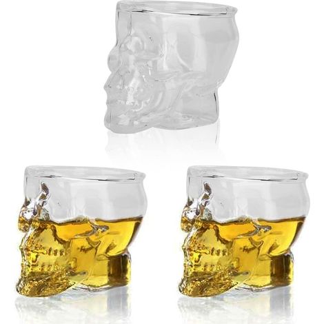 Skull Shot Glasses 75ml - Schnapsgläser Totenkopf Gravur Set 3 Gläser (1/5)