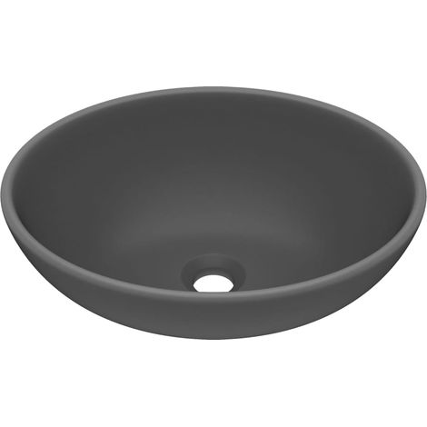 Lavabo ovale de luxe Gris foncé mat 40x33 cm Céramique
