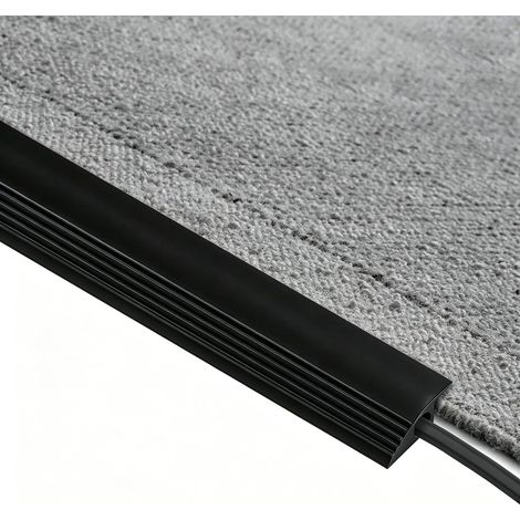 Cache Câble Sol 1M Noir Auto-Adhésif Flexible, Goulotte Passe Fil Antidérapant pour Sol Moquette Bureau Maison (1/5)