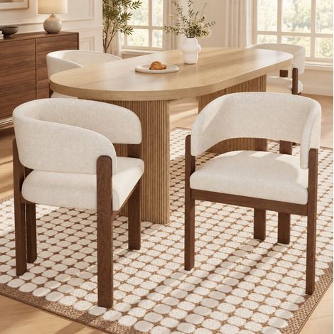 Set di 6 sedie da pranzo 60x51x80 cm noce e beige con braccioli – MEUBLIV (1/5)