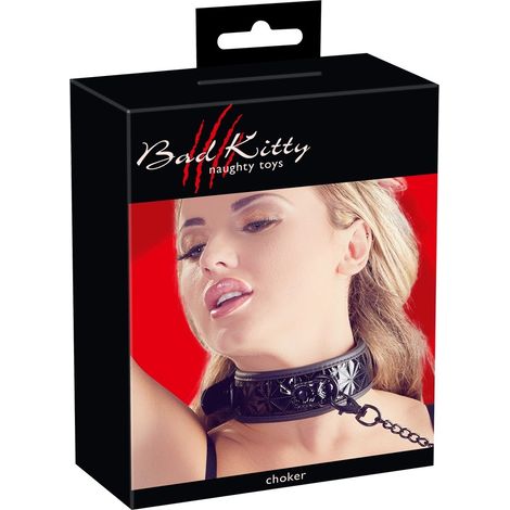 Bad Kitty - Collare nero con guinzaglio a catena (1/5)