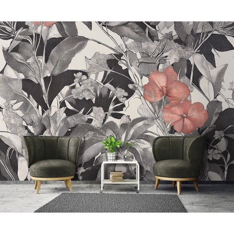 Vlies Fototapete Botanisch 400x280 cm, Tapeten, für Wohn und Schlafzimmer, Vliestapete Wandtapete Tapete 3D Effekt- inkl. Kleister - Botanisch Natur beige grau, WallArena (1/4)