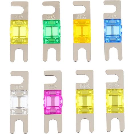 Mini fusibili ANL – Confezione da 8 (20A, 30A, 40A, 60A, 80A, 100A, 120A, 150A) per sistemi audio/video per autoveicoli