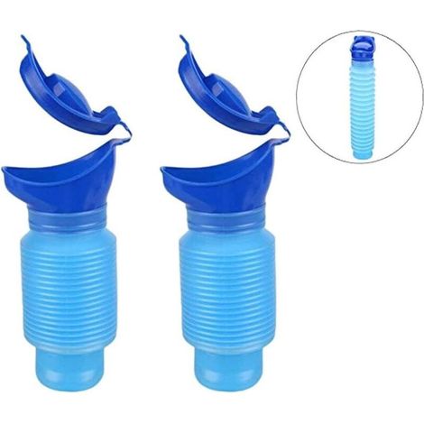 Lot de 2 750 ml urinoirs d'urgence portables et pliables pour homme et femme, pour voyage, conduite, camping, voiture, toilettes, pour enfants et personnes âgées (1/5)