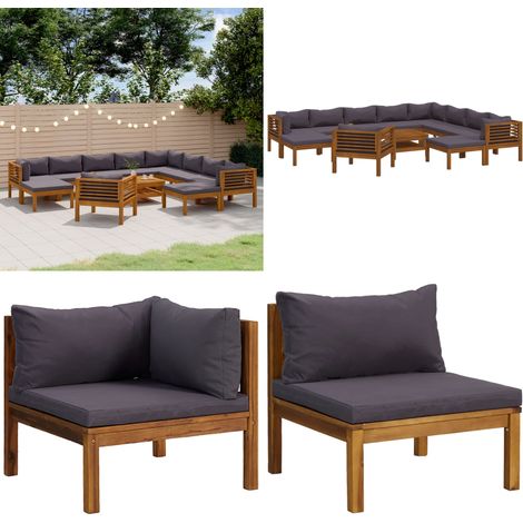 12-tlg. Garten-Lounge-Set mit Auflage Massivholz Akazie - Garten-Lounge-Set - Garten-Lounge-Sets - Home & Living (1/5)