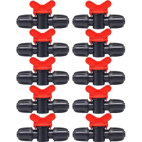 10pcs Drip Irrigation Switch Valve 16mm PE Irrigation Pipe Fittings with Plug Lock Valves Pipe Connectors Garden Plug Valve (1/5)