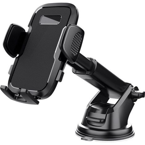 Support Téléphone Voiture - Ventouse Réglable 360° - Compatible Tous Smartphones - Noir - 1 Pièce
