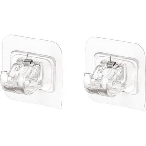 TrAdE Shop Traesio - Ganci Trasparenti 2pz Senza Forare Pvc Autoadesive Per Tende Portasciugamani Sospesi - (1/5)