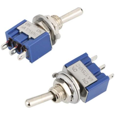 Lot de 15 Commutateurs à bascule, Mini Interrupteur à Bascule, AC 125V 6A ON-OFF 3 Broches 2 Position SPDT Interrupteur a Bascule Autobloquant pour Pièces D'auto (Bleu) (1/4)