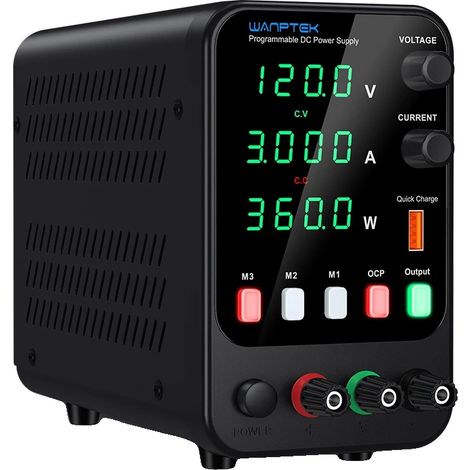 Fuente de alimentación de laboratorio, voltaje ajustable, control por codificador, APS1203H 120V 3A (1/2)