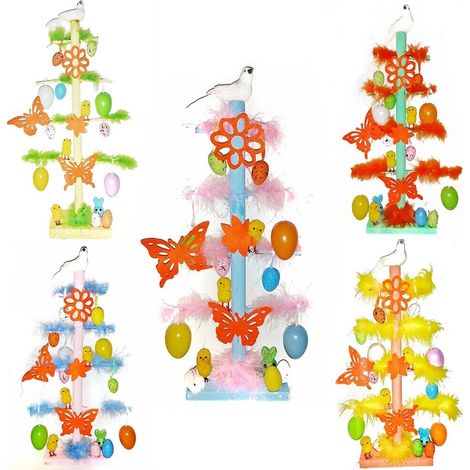 Albero di Pasqua con addobbi pasquali uova coniglio pulcino colomba ramo decoro per casa ornamenti vetrina negozio vari colori - colorigenerali: ROSA (1/5)