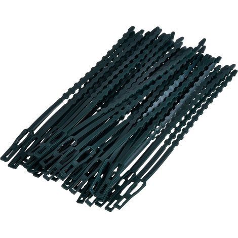 100 Stück verstellbare Pflanzenclips und -stützen, 1002,5 mm, Dunkelgrün (1/4)