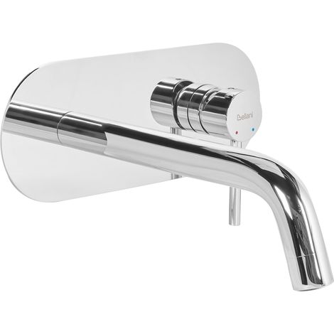Rubinetto miscelatore a parete monocomando per lavabo in ottone argento Guaiba