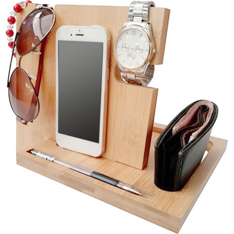 Handyhalter aus Holz, multifunktionale Aufbewahrungsbox für Geldbörse, ideal für Zuhause, Büro oder Wohnzimmer. (1/5)