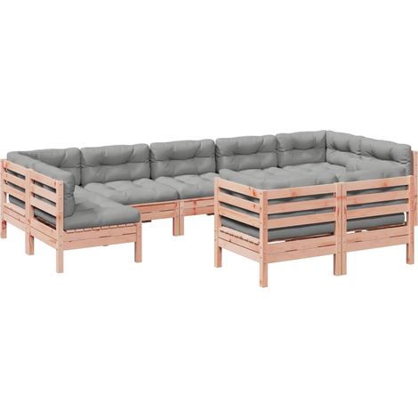 Maison Exclusive - Set Divani Giardino 9 pz Cuscini Legno Massello Abete Douglas (1/5)