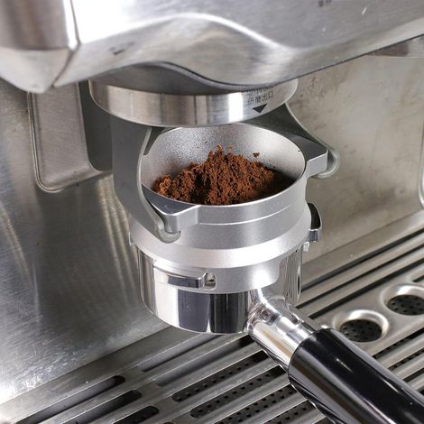 grisAdaptateur de poignée pour machine à café Platinum 8, distributeur de poudre, accessoire de distribution de poudre de café en alliage d'aluminium anti-poudre. (1/5)