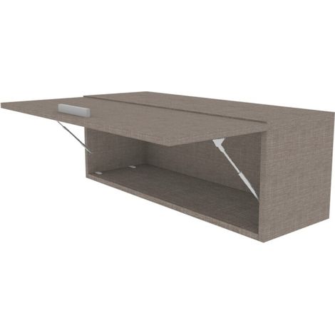 Libreria pensile moderna con anta a ribalta, L 90 cm - Montaggio rapido - Grigio fumo