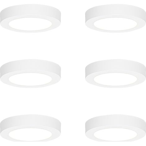 Set of 6 Recessed or Surface-Mounted Spotlights White 14 cm incl. LED 3-Step Dim to Warm - Trans (1/4)