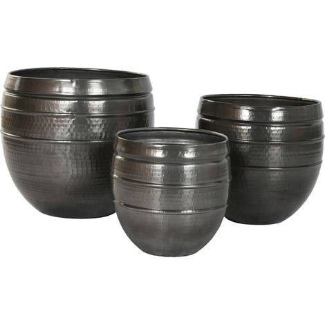 Support de pot de fleurs aluminium gris style moderne élégant - gris aluminium martelé moderne (1/4)