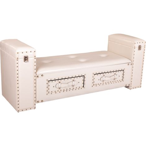 Banqueta de polipiel blanca130x40x52