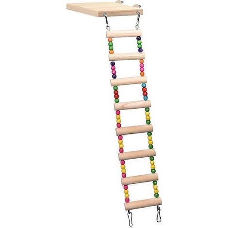Ensemble de jouets en bois pour perroquet et hamster : échelle, balançoire, pont suspendu, perchoir, plateforme pour cage - 8 échelles (1/5)