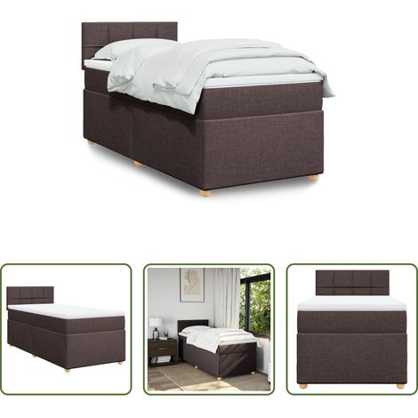vidaXL Surmatelas - Sommier à lattes de lit avec matelas Marron foncé 80x200 cm (1/5)