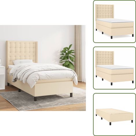 Materasso morbido - vidaXL Giroletto a Molle con Materasso Crema 90x200 cm inTessuto - Letto con schiuma