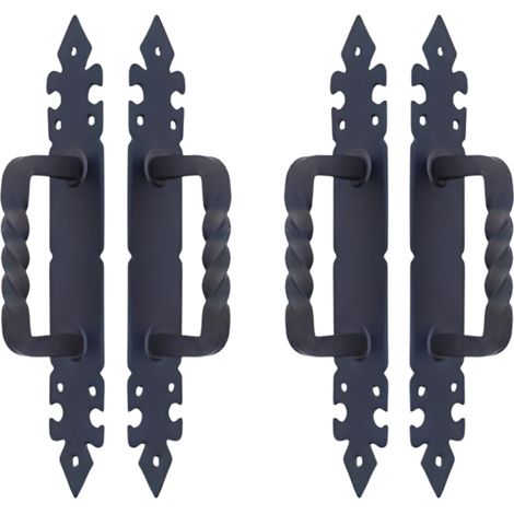 Lot de 4 poignées noires, poignées de porte robustes,poignée de porte pour portails et meubles - Format : 27.5 x 4.5 cm (1/4)