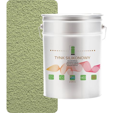 Enduit de façade extérieur en silicone vert pistache 1,5 mm qualité supérieure 25 kg (1/5)