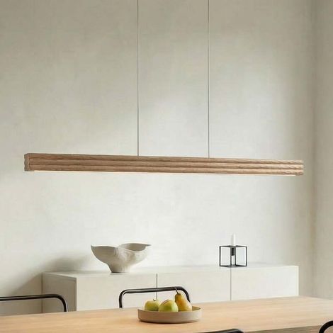 [NEUWERTIG] B-Ware Lucande LED Hängeleuchte Annetta dimmbar CCT Holz grau 117cm Touchdimmer 2700lm (1/2)